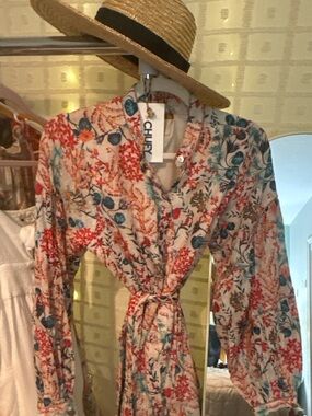 Boho Embroidered Mini Dress Chufy Resort Vacation Coastal  Size S